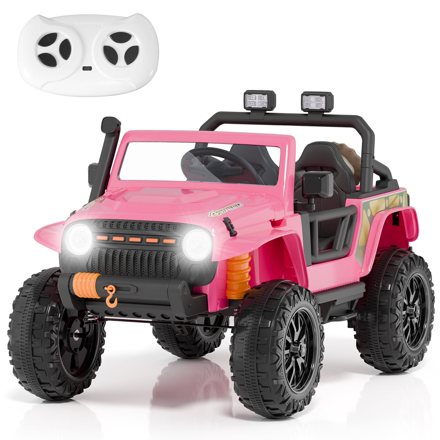 NAPEI 24V Ride on Electric Vehicles Truck Car Kids with Remote Control&2 Speeds Pink/Black