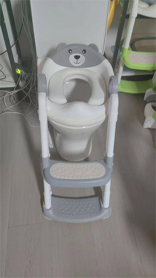 iBabymax Bear Training Toilet Seat with Step Stool&Anti-Slip Pads for Toddler